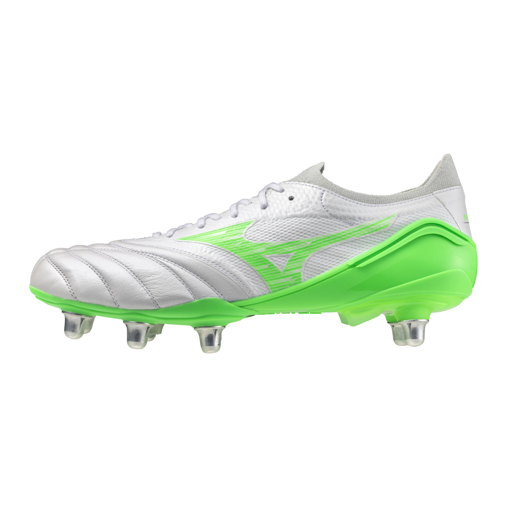 Mizuno MORELIA NEO IV BETA ELITE SI Voetbalschoenen Wit/neon green/cool gray 3c Dames/Heren Maat 40